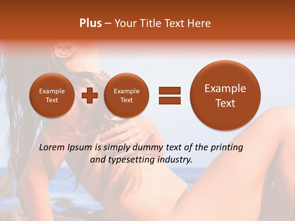 A Woman Is Sitting On The Beach With Her Hair Blowing In The Wind PowerPoint Template