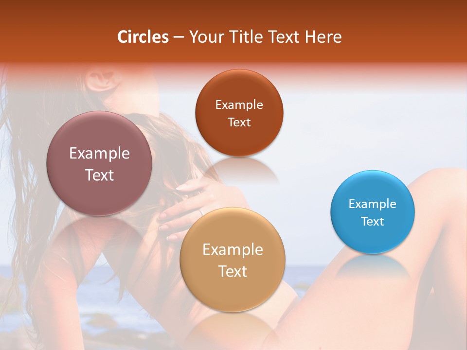 A Woman Is Sitting On The Beach With Her Hair Blowing In The Wind PowerPoint Template