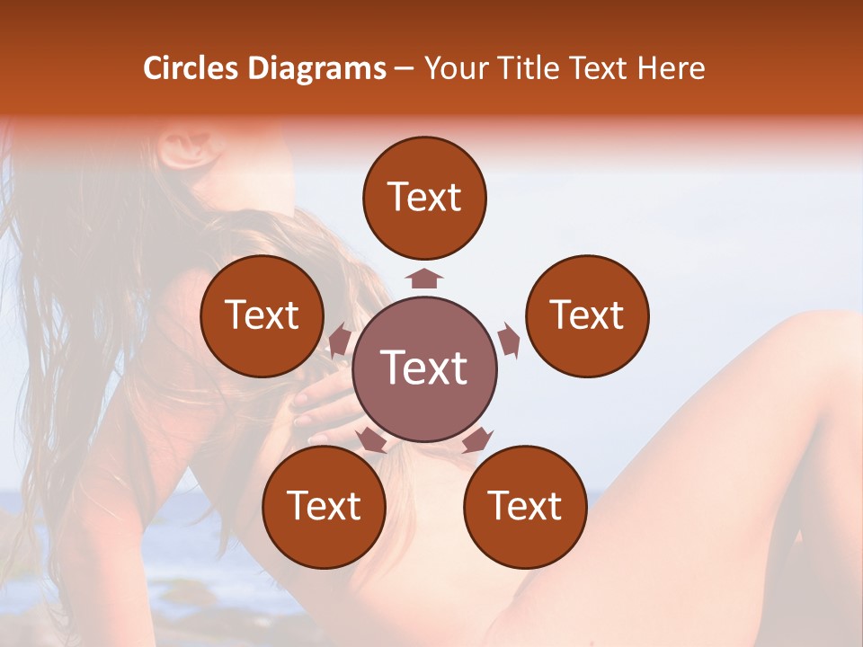 A Woman Is Sitting On The Beach With Her Hair Blowing In The Wind PowerPoint Template