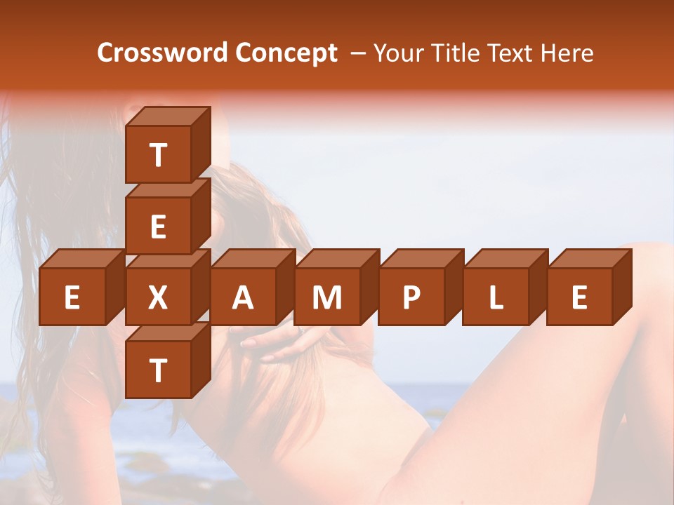 A Woman Is Sitting On The Beach With Her Hair Blowing In The Wind PowerPoint Template