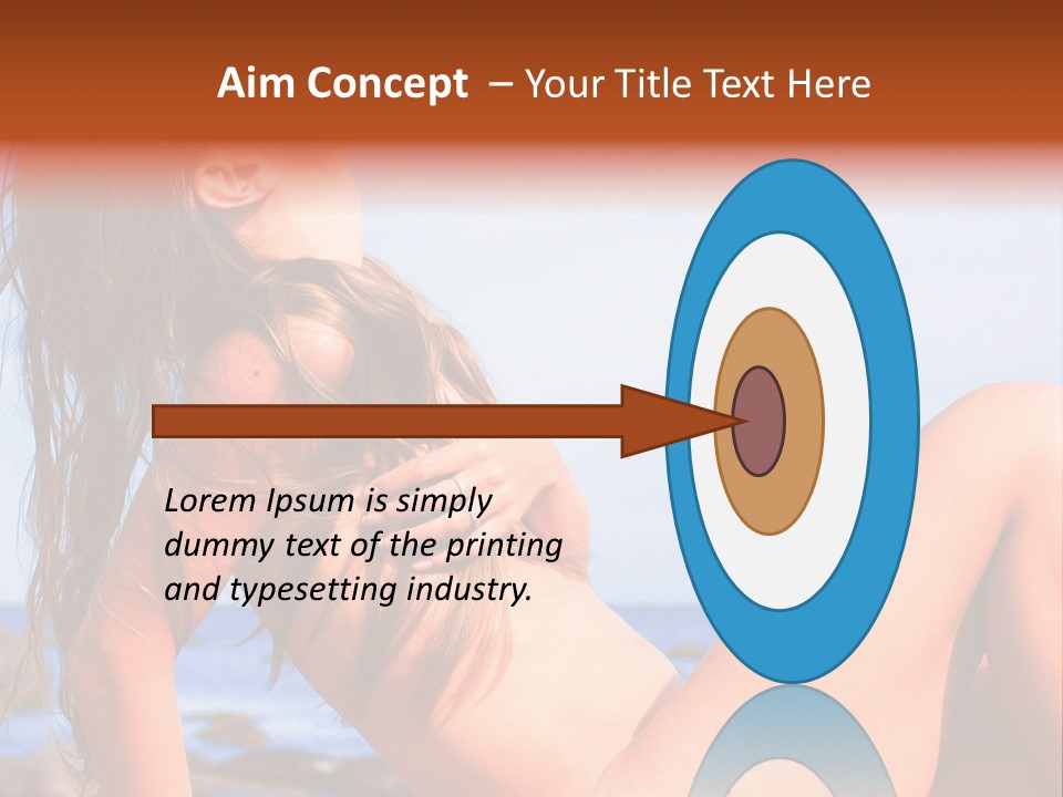 A Woman Is Sitting On The Beach With Her Hair Blowing In The Wind PowerPoint Template