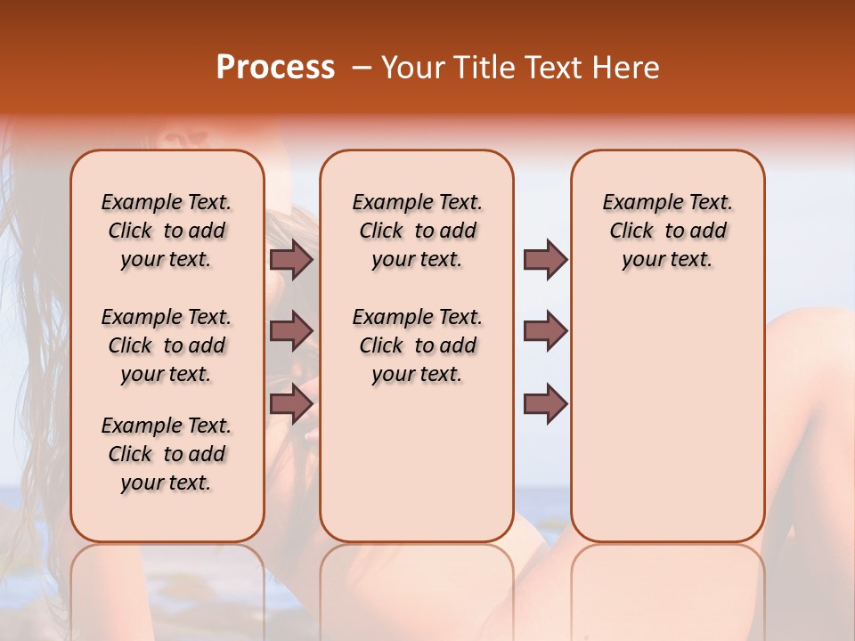 A Woman Is Sitting On The Beach With Her Hair Blowing In The Wind PowerPoint Template