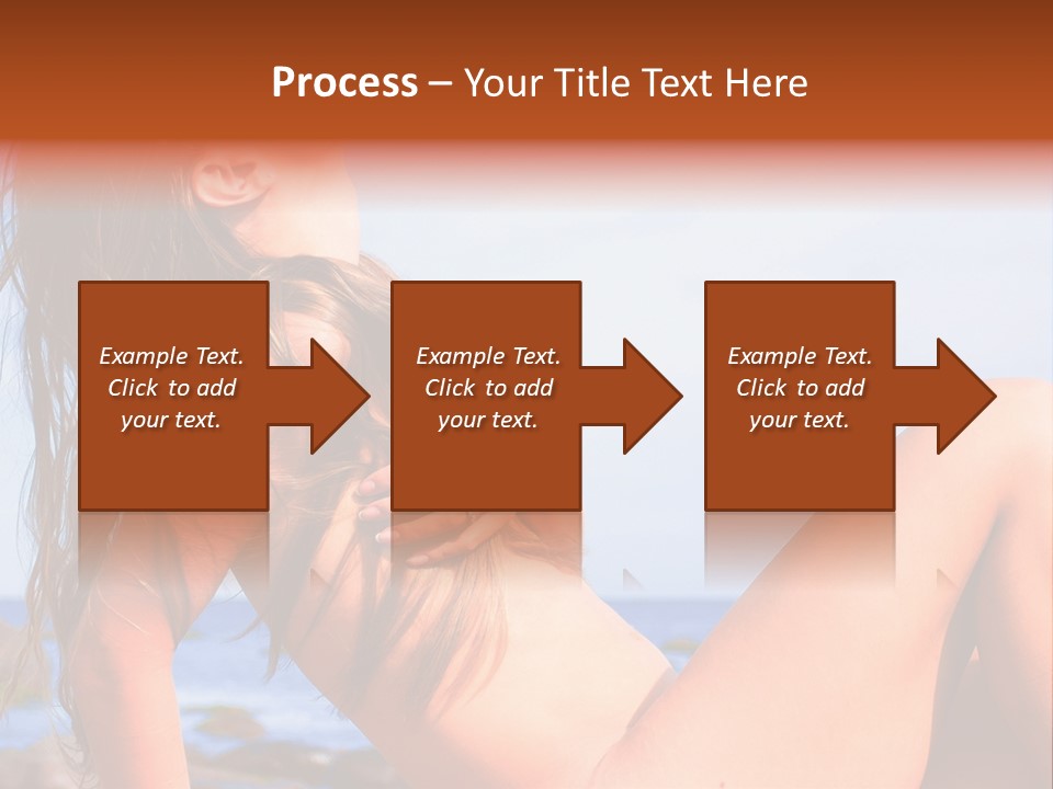 A Woman Is Sitting On The Beach With Her Hair Blowing In The Wind PowerPoint Template