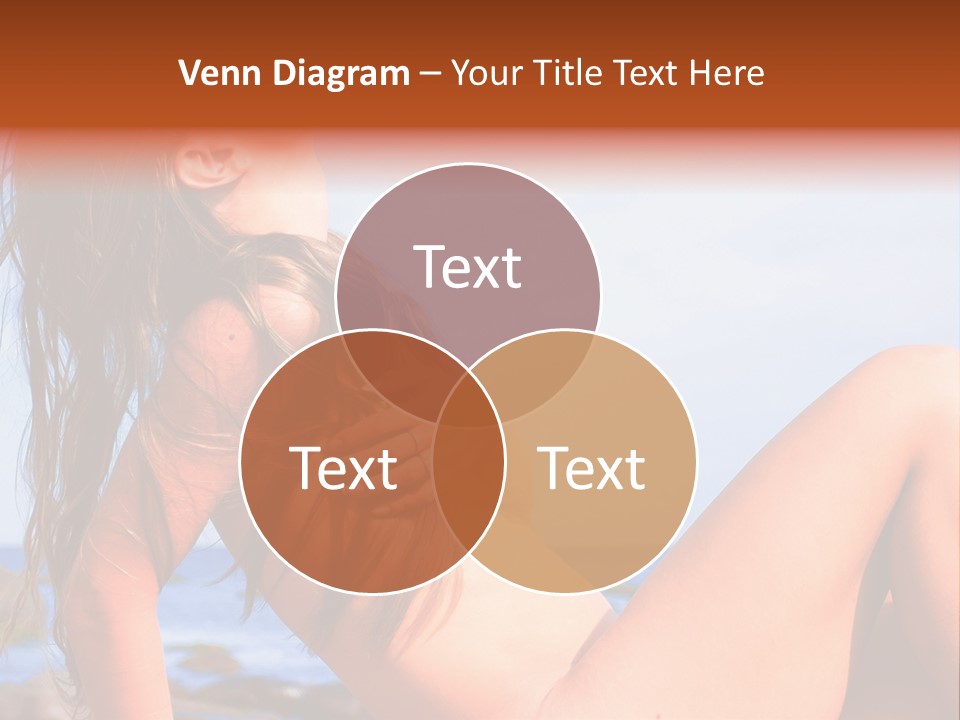 A Woman Is Sitting On The Beach With Her Hair Blowing In The Wind PowerPoint Template