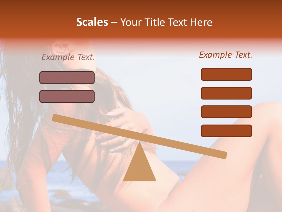 A Woman Is Sitting On The Beach With Her Hair Blowing In The Wind PowerPoint Template