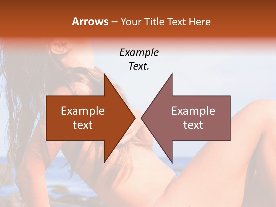 A Woman Is Sitting On The Beach With Her Hair Blowing In The Wind PowerPoint Template