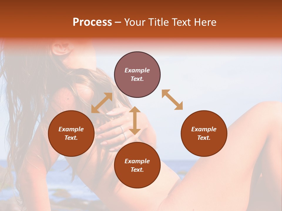 A Woman Is Sitting On The Beach With Her Hair Blowing In The Wind PowerPoint Template