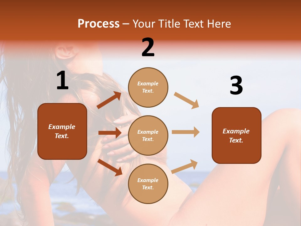 A Woman Is Sitting On The Beach With Her Hair Blowing In The Wind PowerPoint Template