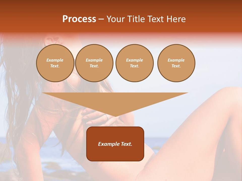 A Woman Is Sitting On The Beach With Her Hair Blowing In The Wind PowerPoint Template