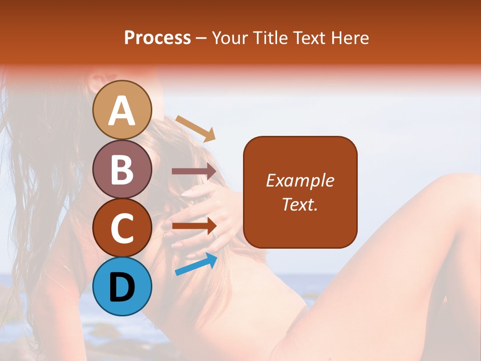 A Woman Is Sitting On The Beach With Her Hair Blowing In The Wind PowerPoint Template