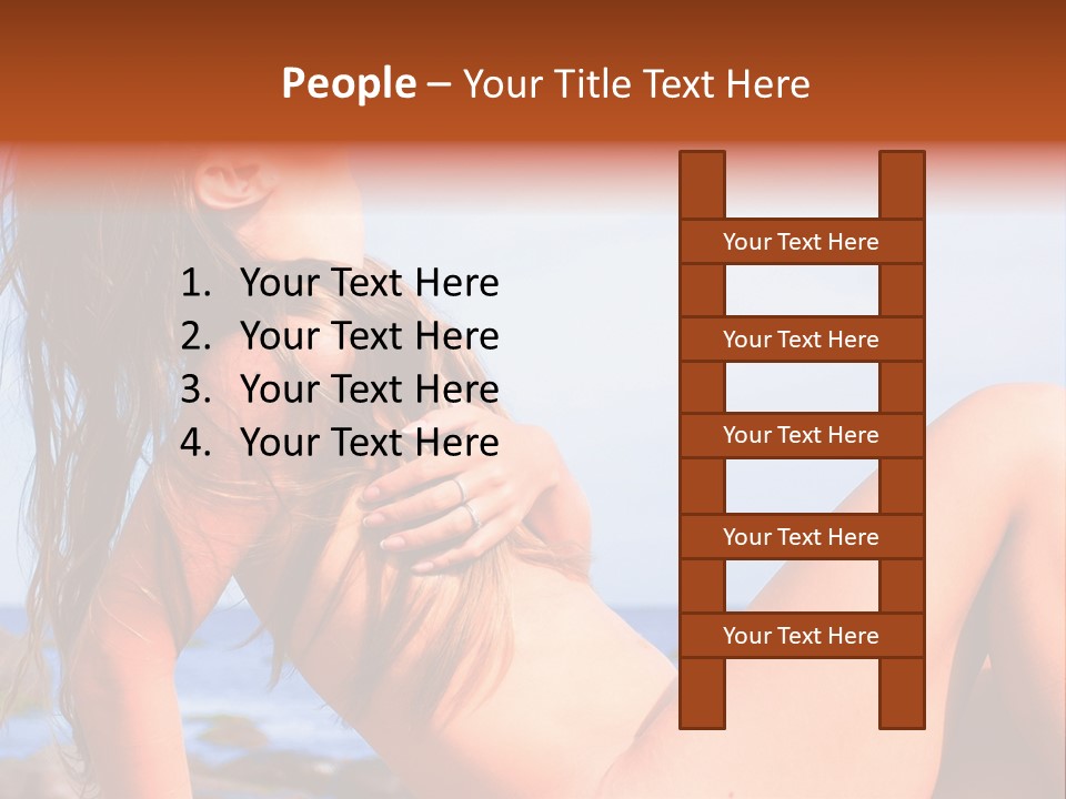 A Woman Is Sitting On The Beach With Her Hair Blowing In The Wind PowerPoint Template