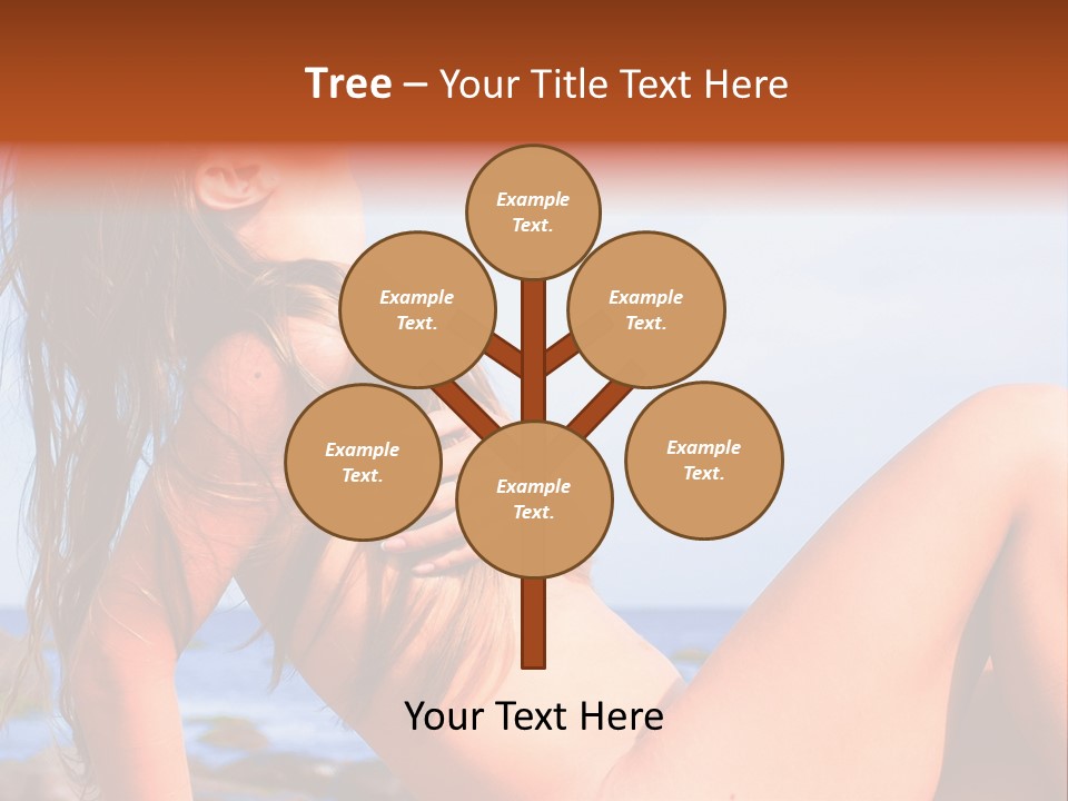 A Woman Is Sitting On The Beach With Her Hair Blowing In The Wind PowerPoint Template