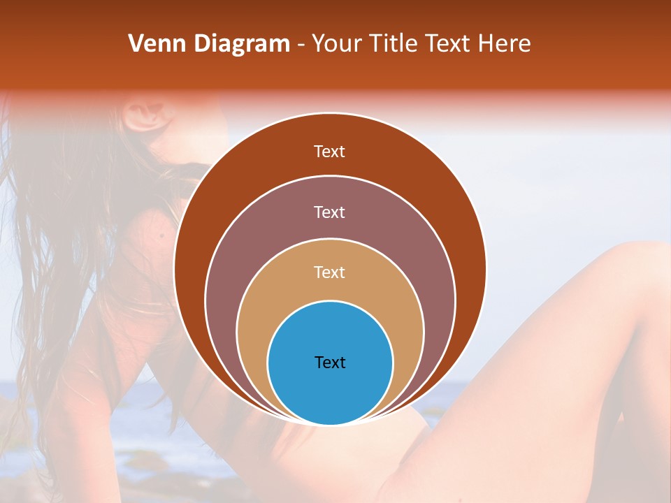 A Woman Is Sitting On The Beach With Her Hair Blowing In The Wind PowerPoint Template