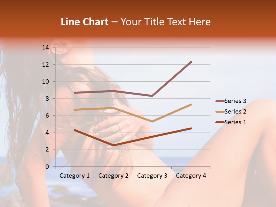 A Woman Is Sitting On The Beach With Her Hair Blowing In The Wind PowerPoint Template