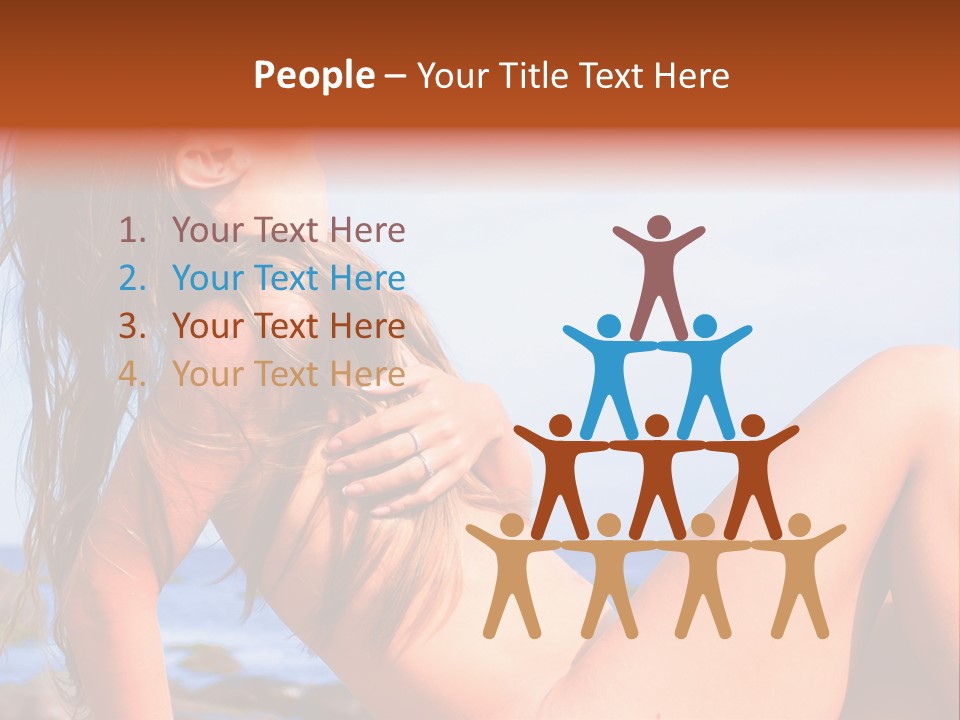 A Woman Is Sitting On The Beach With Her Hair Blowing In The Wind PowerPoint Template