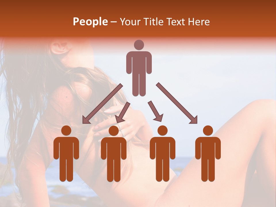 A Woman Is Sitting On The Beach With Her Hair Blowing In The Wind PowerPoint Template