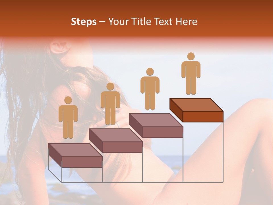 A Woman Is Sitting On The Beach With Her Hair Blowing In The Wind PowerPoint Template