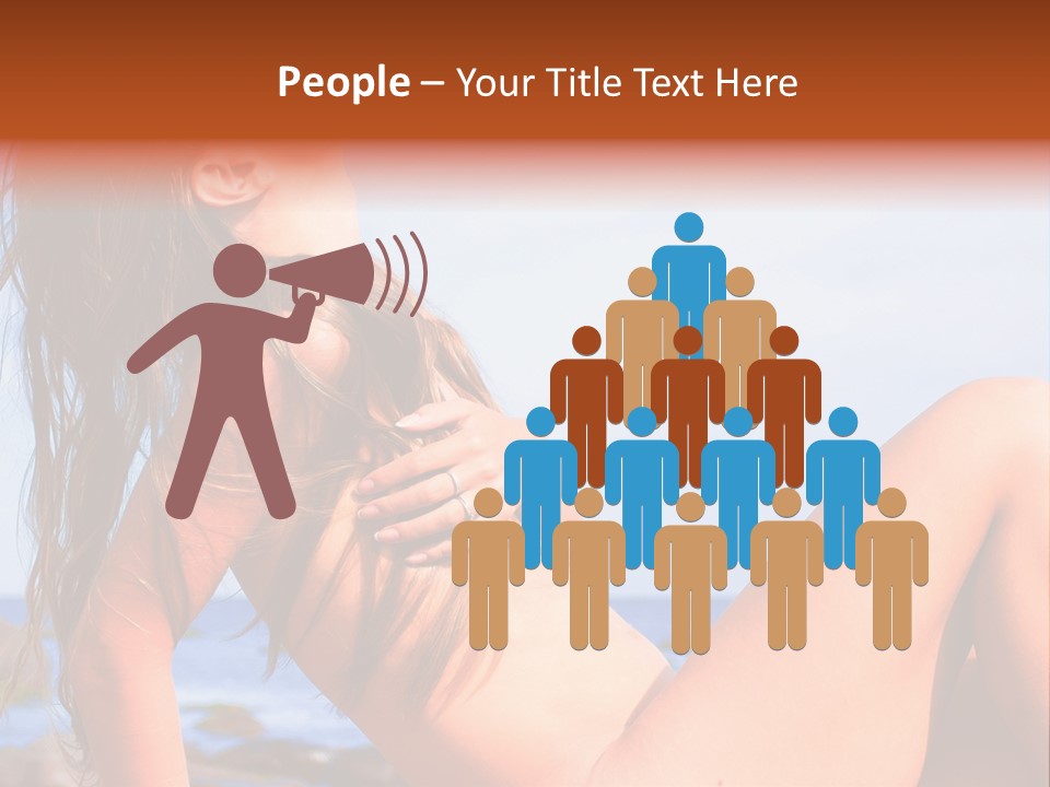 A Woman Is Sitting On The Beach With Her Hair Blowing In The Wind PowerPoint Template