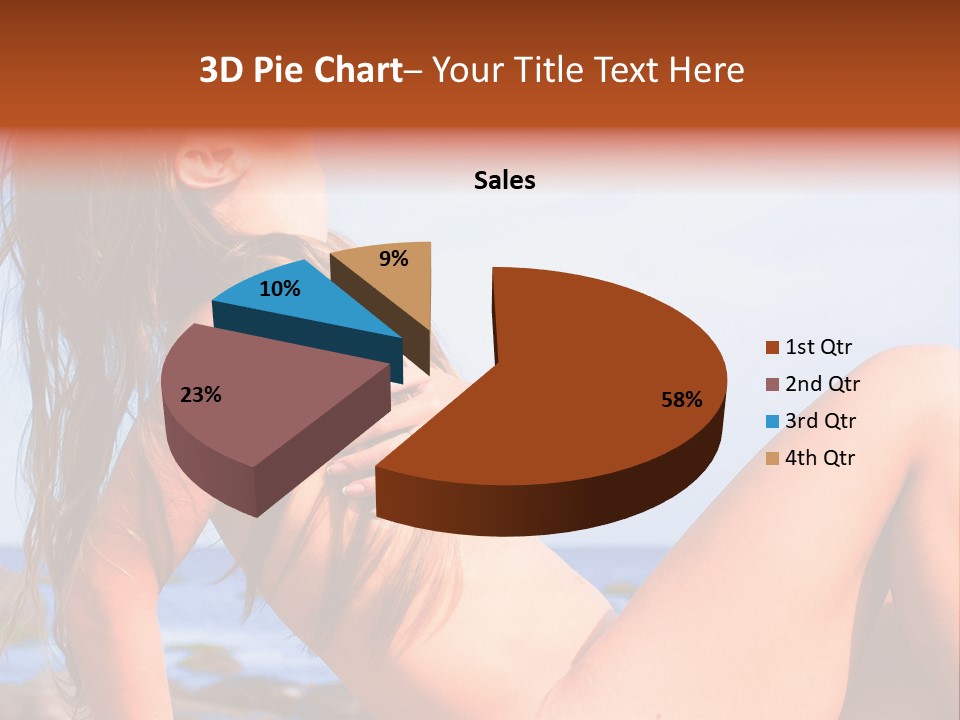 A Woman Is Sitting On The Beach With Her Hair Blowing In The Wind PowerPoint Template