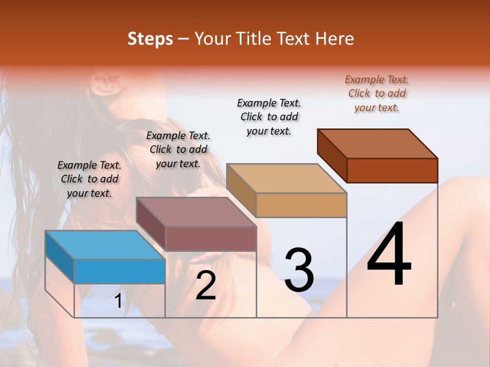 A Woman Is Sitting On The Beach With Her Hair Blowing In The Wind PowerPoint Template