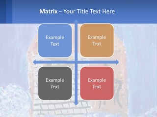 A Painting Of A House With A Cat Sitting On A Table PowerPoint Template