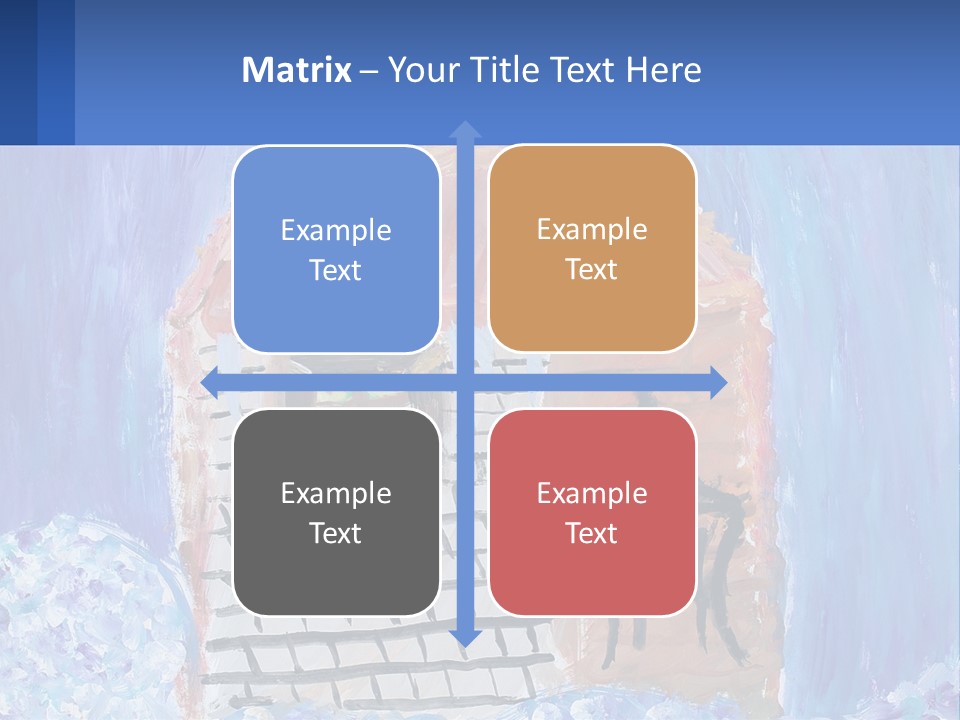 A Painting Of A House With A Cat Sitting On A Table PowerPoint Template