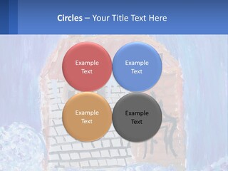 A Painting Of A House With A Cat Sitting On A Table PowerPoint Template