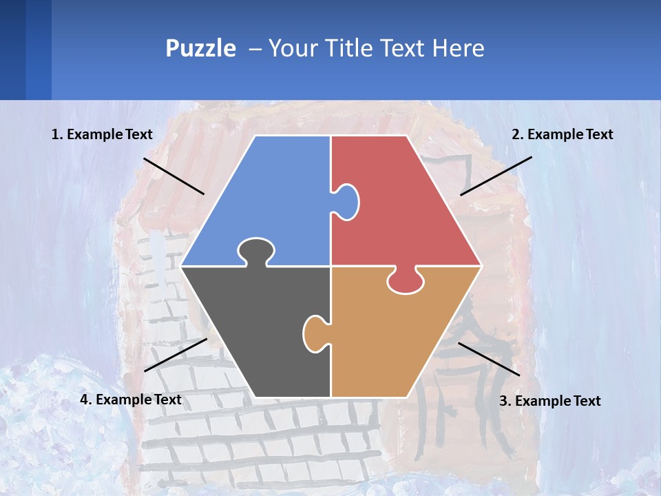 A Painting Of A House With A Cat Sitting On A Table PowerPoint Template