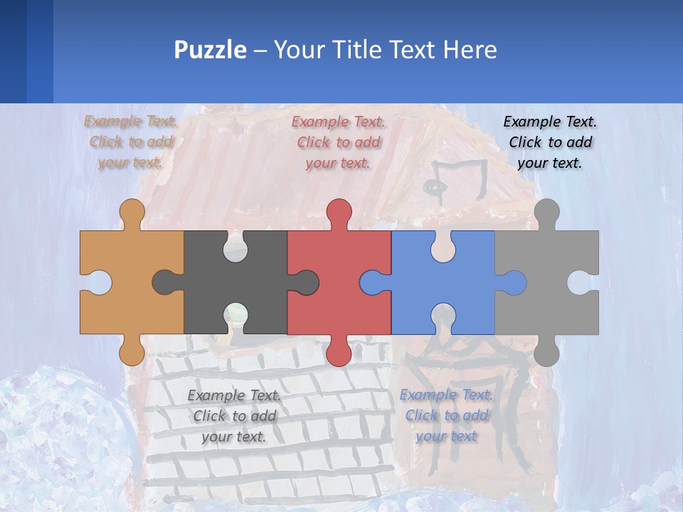 A Painting Of A House With A Cat Sitting On A Table PowerPoint Template