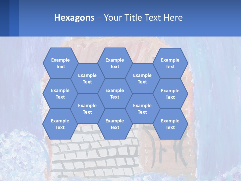 A Painting Of A House With A Cat Sitting On A Table PowerPoint Template