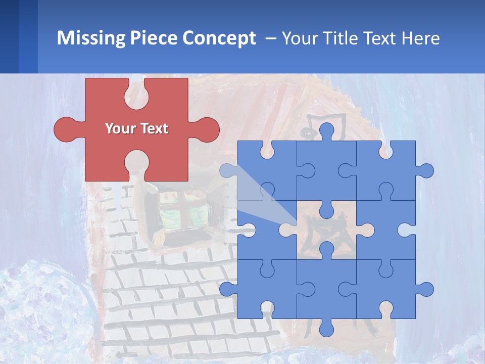 A Painting Of A House With A Cat Sitting On A Table PowerPoint Template