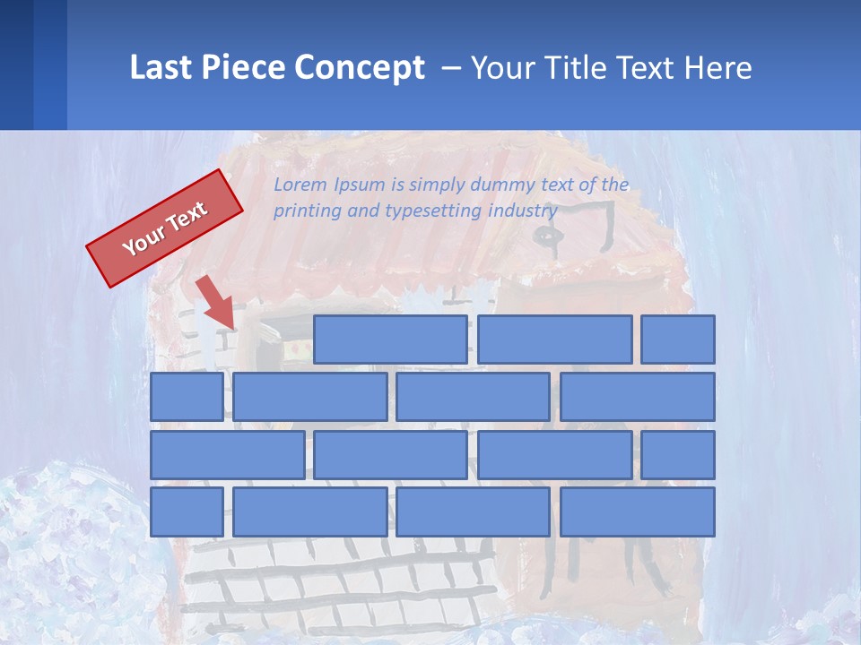 A Painting Of A House With A Cat Sitting On A Table PowerPoint Template