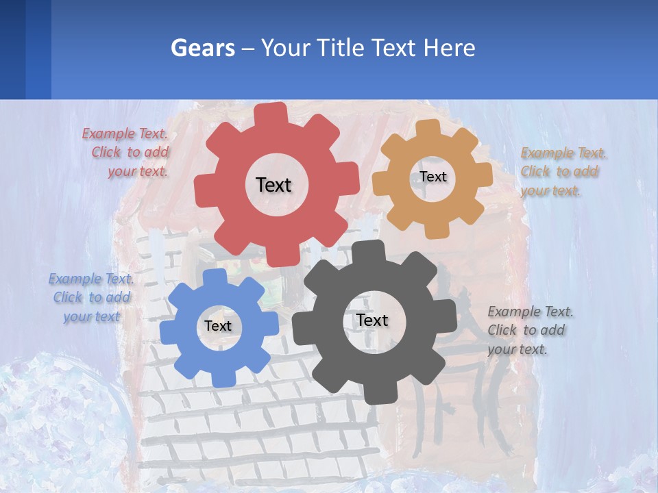 A Painting Of A House With A Cat Sitting On A Table PowerPoint Template