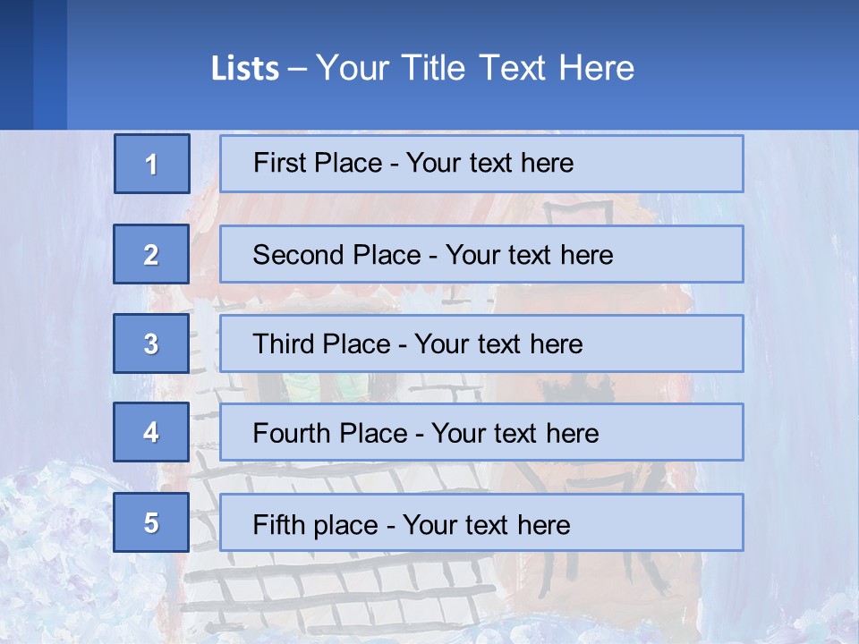 A Painting Of A House With A Cat Sitting On A Table PowerPoint Template