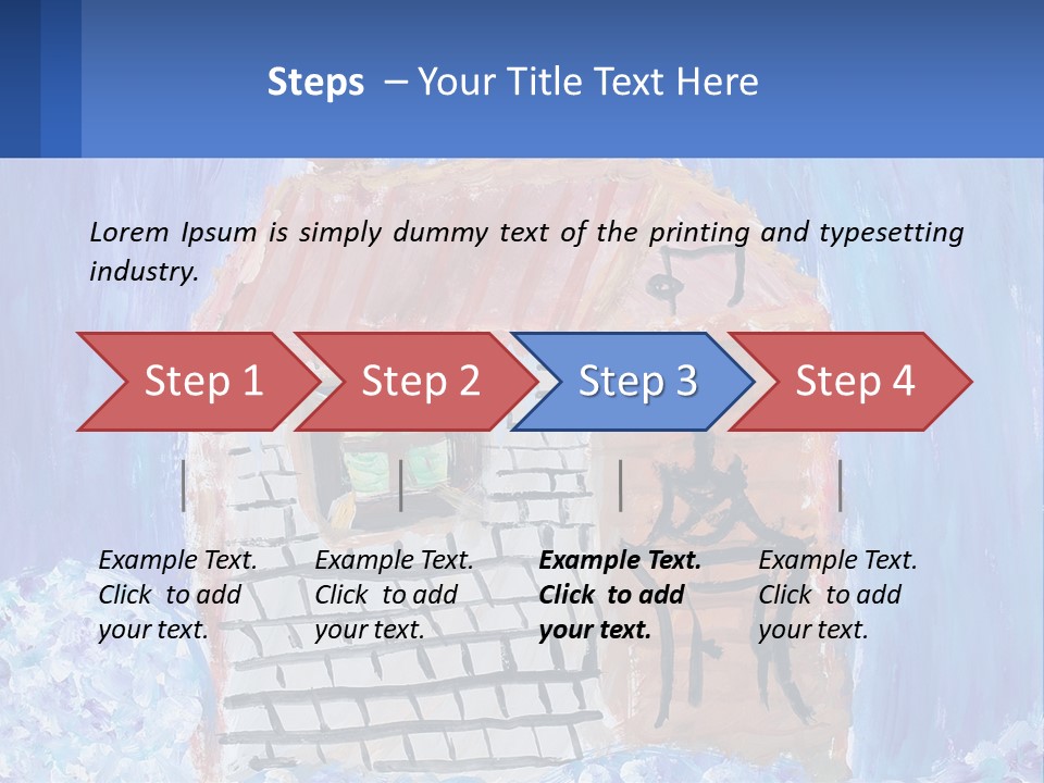 A Painting Of A House With A Cat Sitting On A Table PowerPoint Template