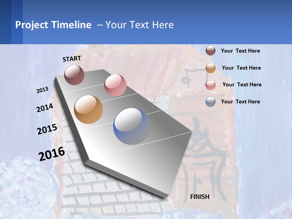 A Painting Of A House With A Cat Sitting On A Table PowerPoint Template