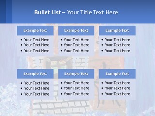 A Painting Of A House With A Cat Sitting On A Table PowerPoint Template