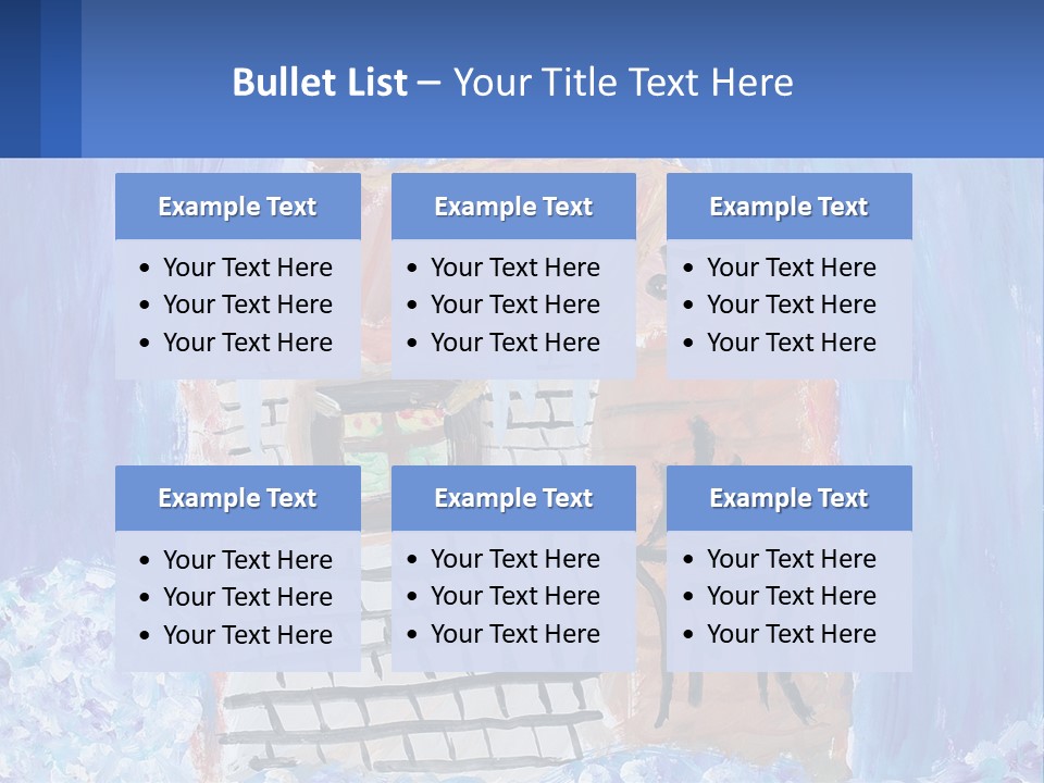 A Painting Of A House With A Cat Sitting On A Table PowerPoint Template