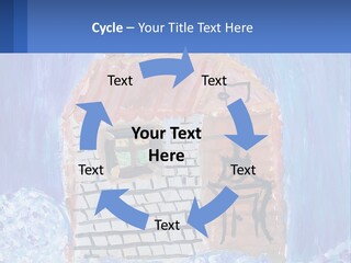 A Painting Of A House With A Cat Sitting On A Table PowerPoint Template