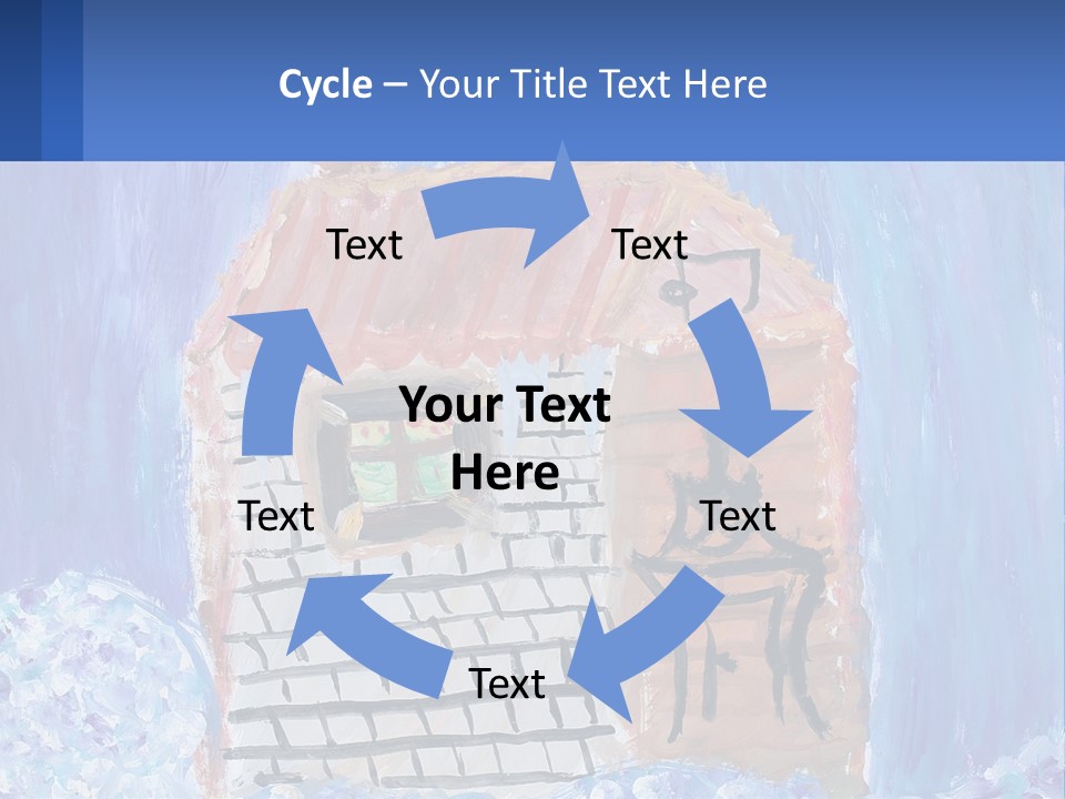 A Painting Of A House With A Cat Sitting On A Table PowerPoint Template