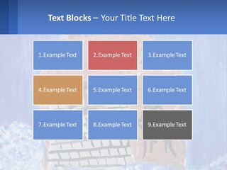 A Painting Of A House With A Cat Sitting On A Table PowerPoint Template