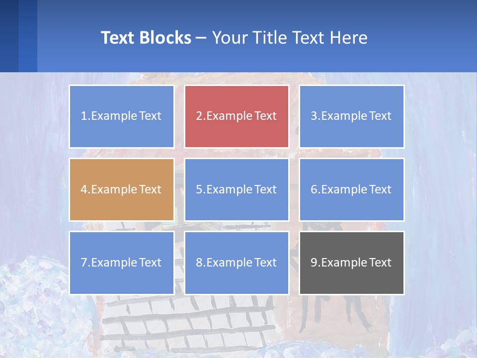 A Painting Of A House With A Cat Sitting On A Table PowerPoint Template