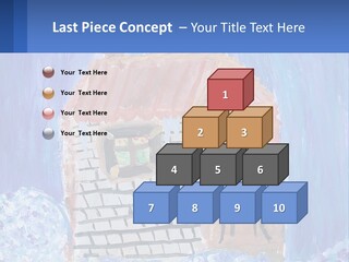 A Painting Of A House With A Cat Sitting On A Table PowerPoint Template