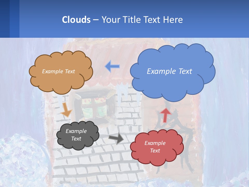 A Painting Of A House With A Cat Sitting On A Table PowerPoint Template