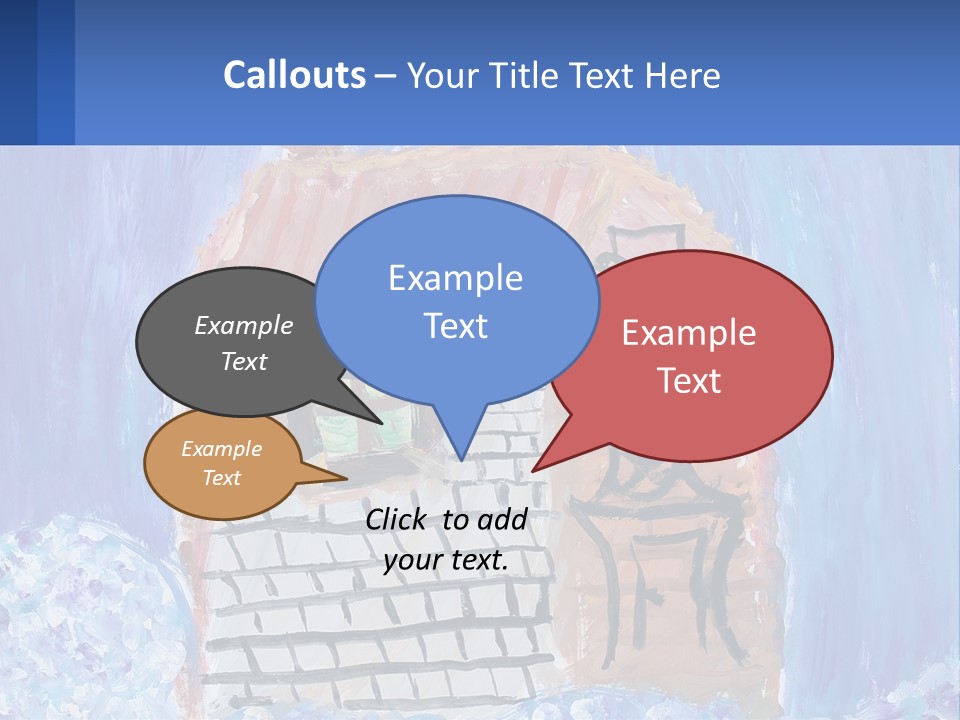 A Painting Of A House With A Cat Sitting On A Table PowerPoint Template