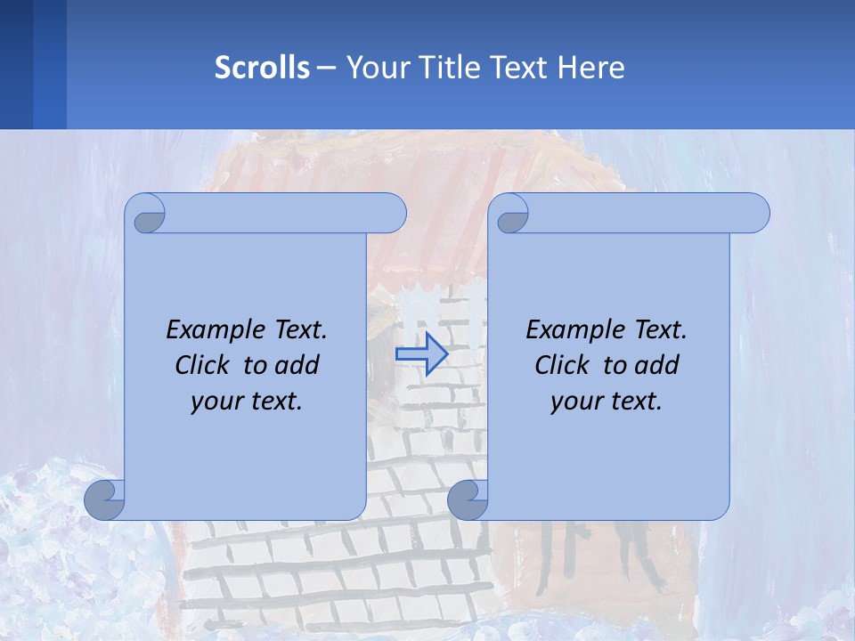 A Painting Of A House With A Cat Sitting On A Table PowerPoint Template