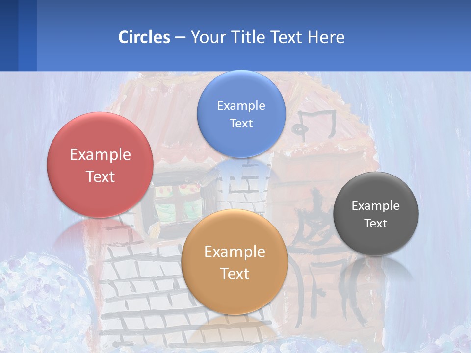 A Painting Of A House With A Cat Sitting On A Table PowerPoint Template