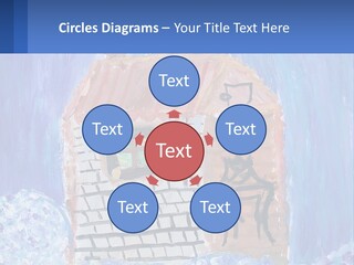 A Painting Of A House With A Cat Sitting On A Table PowerPoint Template