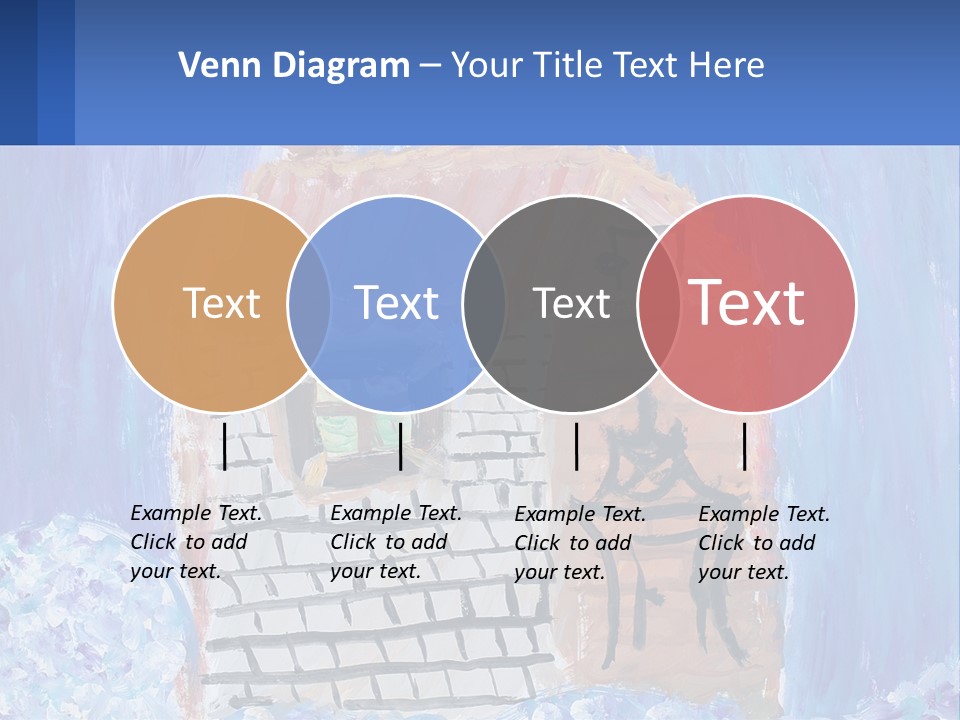 A Painting Of A House With A Cat Sitting On A Table PowerPoint Template