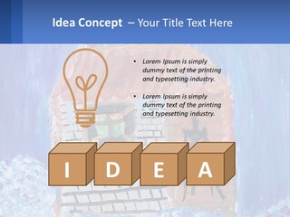 A Painting Of A House With A Cat Sitting On A Table PowerPoint Template